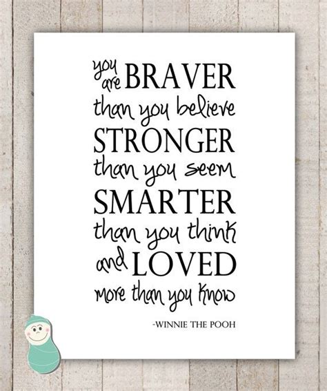 What do i look like? Winnie the Pooh You Are Braver Than You Believe Art Print - Nursery Art Print, Nursery Art Quote ...