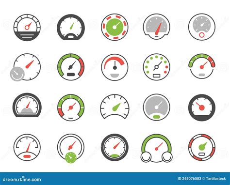 Color Speedometer Icon Set Of Colorful Speedo Vector Illustration On