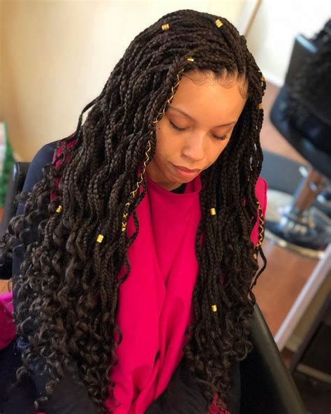 Box braids hairstyles are one of the most popular african american protective styling choices. Goddess Box braids, wave box braids with curly ends ...