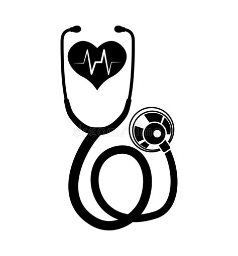 Heart Stethoscope Medical Care Design Stock Vector Illustration Of