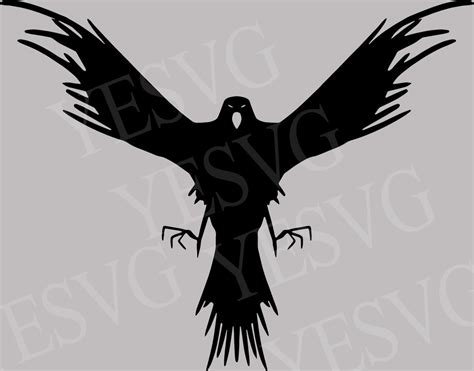 Raven Svg Black Bird Svg File Crow Clipart Svg Flying Raven Etsy Uk