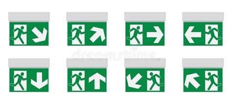 Emergency Light For Signage Realistic Vector Illustration Green Exit