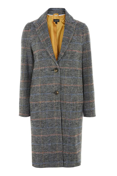 Lyst Topshop Petite Checked Coat