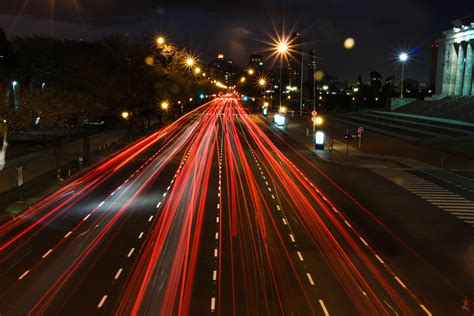 Wallpaper Street Light City Cityscape Night Red Sky Road