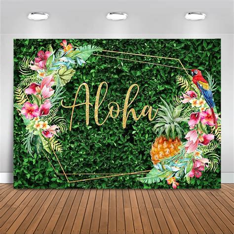 Amazon Com Mocsicka Aloha Birthday Backdrop Tropical Luau Baby Shower Party Decoration Summer
