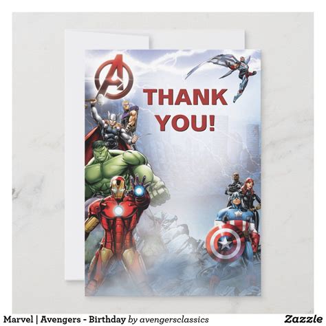 Marvel Avengers Birthday Thank You Card Avengers Birthday