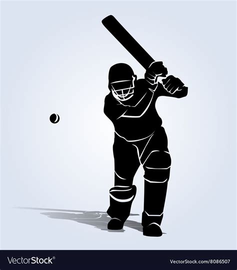 Silhouette Cricketer Royalty Free Vector Image