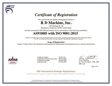As9100d With Iso 90012015 Certification Rd Machine