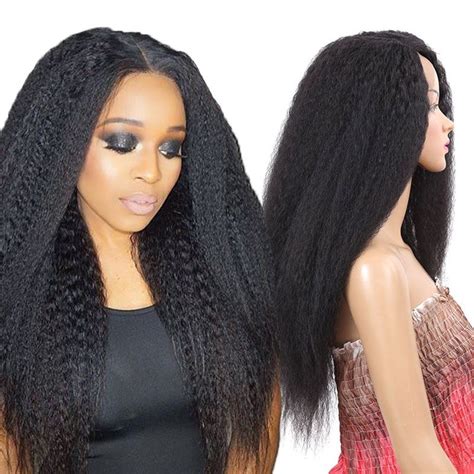 24 Long Straight Black Wig Synthetic Afro Kinky Straight Hair For African American Women Long