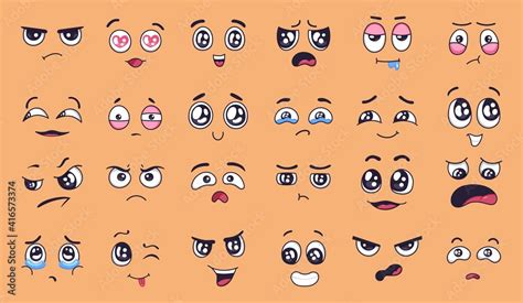 Cartoon Faces Face Expressions Happy And Sad Mood Laughing Smiling