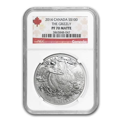 2014 Canada 1 Oz Silver 100 Grizzly Bear Pf 70 Matte Ngc