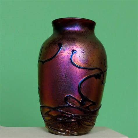 Original Zellique Studio Iridescent Hand Blown Art Glass Vase Made