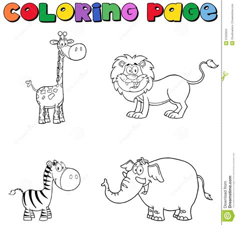 Jungle Animals Coloring Page Stock Images Image 31620934