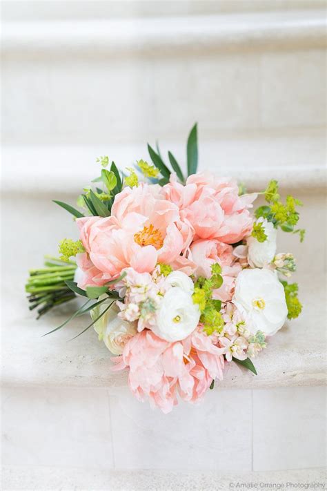 Classic And Elegant Bridal Bouquet Of Coral Charm Peony