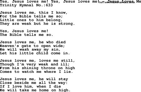 Trinity Hymnal Hymn Yes Jesus Loves Me Yes Jesus Loves Me Jesus
