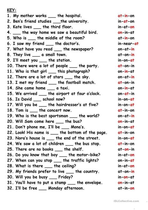 Printable english grammar exercises with answers (pdf worksheets to download). Revision:Prepositions worksheet - Free ESL printable ...