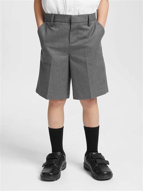 John Lewis And Partners Boys Adjustable Waist Cotton School Shorts Grey