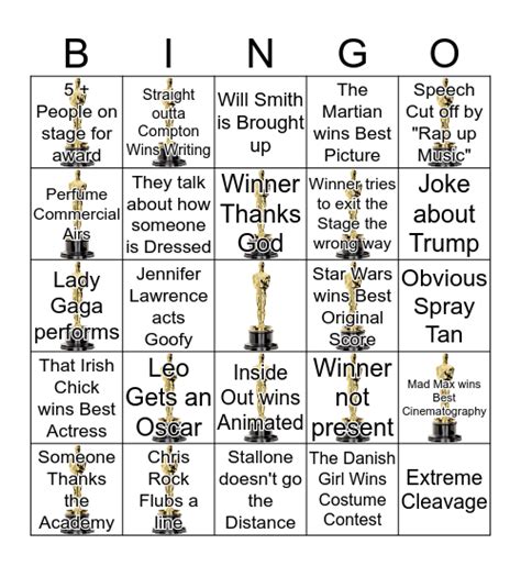 Marys Marvelous Oscar Bingo Card