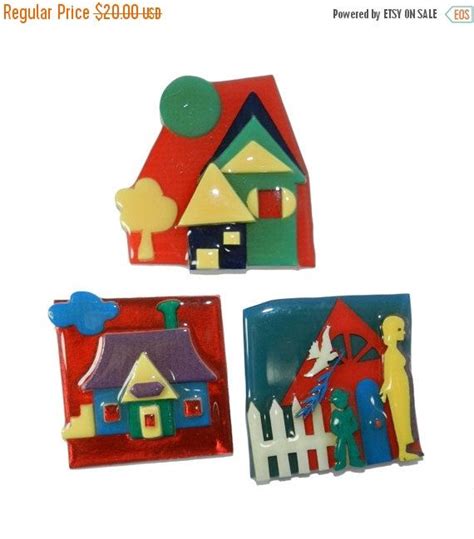 House Pins By Lucinda Vintage House Pins Lot Of 3 Charity Etsy