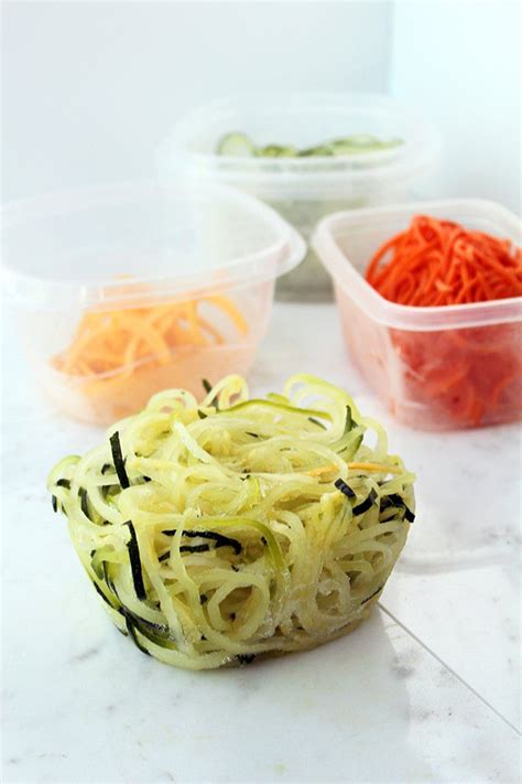 Continue twisting until entire zucchini is spiralized, then discard core. How to Store Zucchini Noodles and Spiralized Vegetables ...