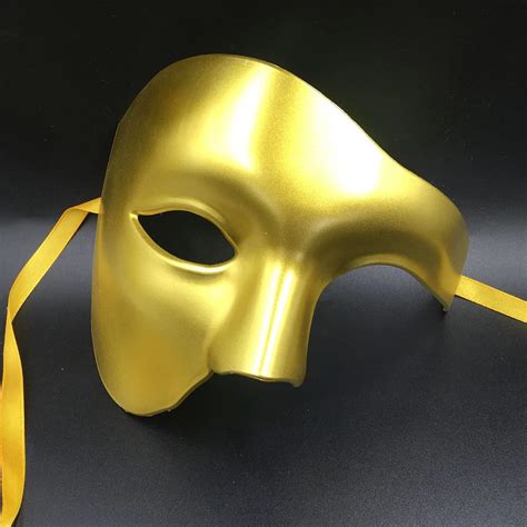 Gold Half Face Phantom Masquerade Mask Ball Half Face Men Costume