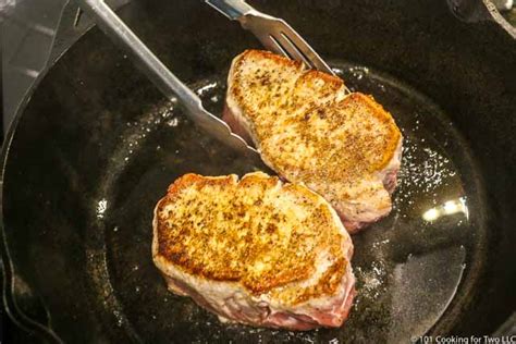 Pan Seared Oven Roasted Thick Cut Pork Chops 101 Cooking For Two