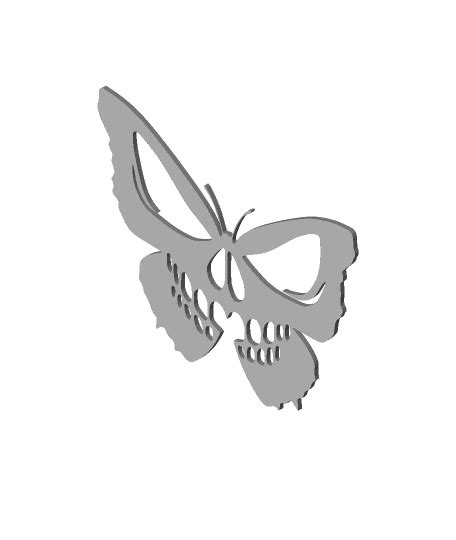 Butterfly Skull 2d Artstl 3d Model By Coruja 3d On Thangs