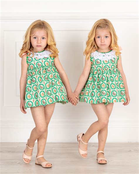 Nini Moda Infantil Baby Girls Green And Orange Rabbits Print