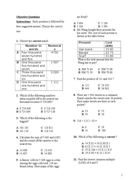 Soalan Matematik Tingkatan 1  PDF  Teaching Mathematics