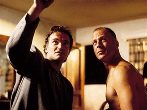 Bruce Willis Getting Some Instruction From Quentin Tarantino During The