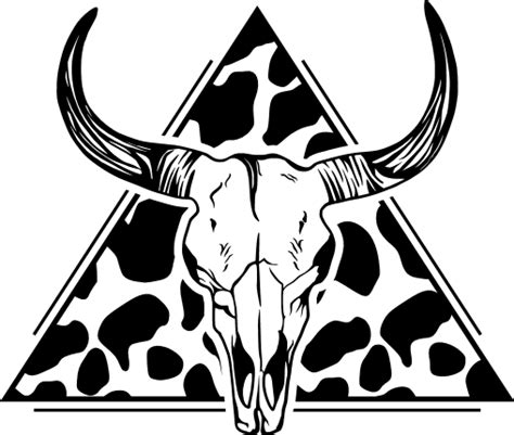 Wild West Cow Skull With Horns Contour Lines Vector Clip Art Clip