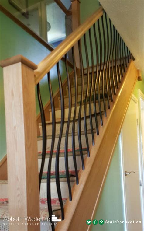 This pine 2.4 meter baserail will add style and functionality to any staircase and provides the support for the spindles, comes with a groove for. Abbott-Wade oak posts with metal spindles. | Metal ...