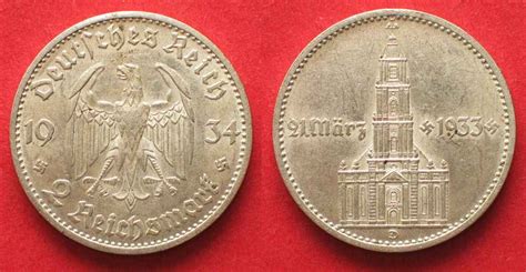 1934 Deutschland Drittes Reich Germany Third Reich 2 Mark 1934 D