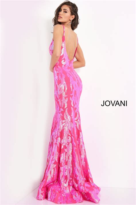 Jovani 3263 Sequin Plunging Neck Embellished Prom Dress