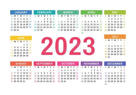 Vector Calendar 2023 Year Landscape Design Stock Vector Illustration