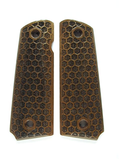 Walnut Honeycomb 1911 Grips Full Size Ls Grips