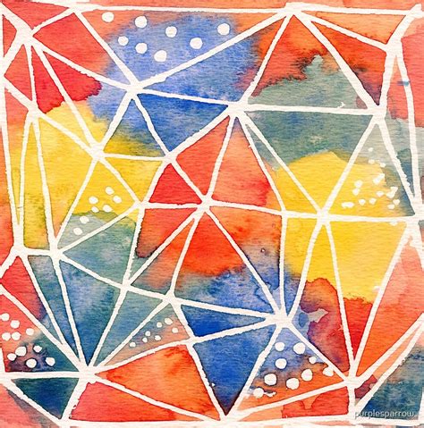 Geometric Watercolor Abstract By Purplesparrow Redbubble