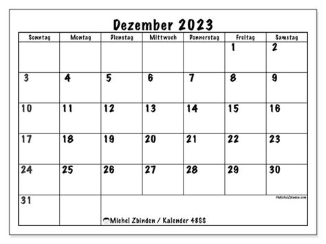 Kalender Dezember 2023 Zum Ausdrucken “48ss” Michel Zbinden Lu