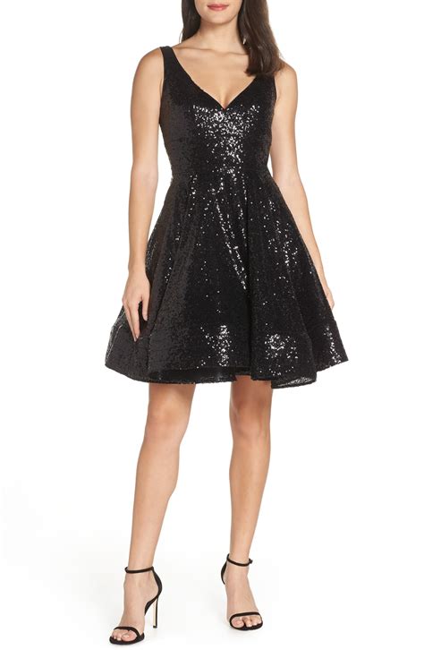 Mac Duggal Sequin Fit And Flare Cocktail Dress Nordstrom Fit And Flare Cocktail Dress V Neck
