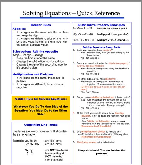 Pin By Valerie Newcomb On Education Integer Rules Solving Equations