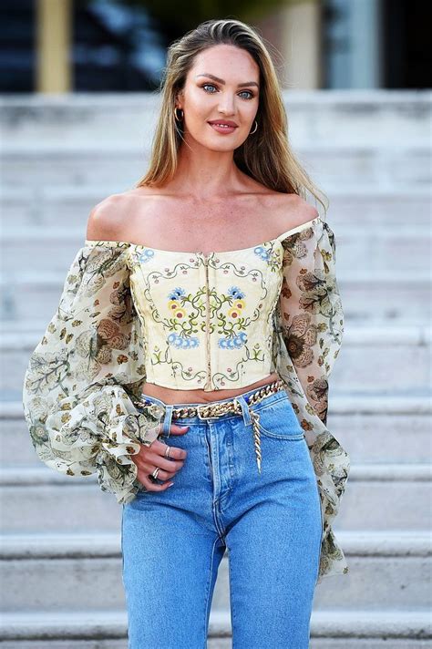 Candice Swanepoel In Off Shoulder Top And Denim On Excelsior The 76th