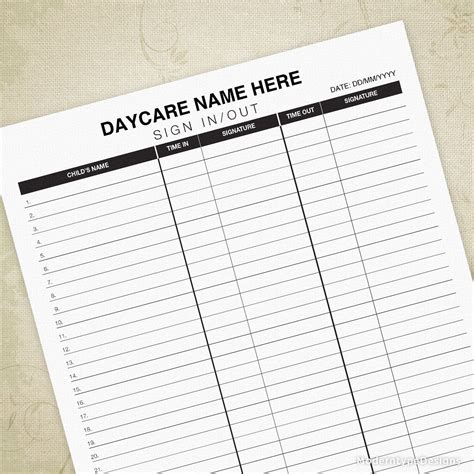 But before you go, please share this so that other children can benefit from it too. Daycare Sign In and Out Printable Form Parent Sign-in ...