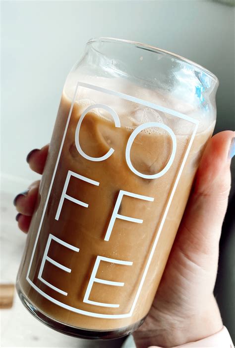 Clear Glass Cans Cute Iced Coffee Glass Personalized Glass Etsy