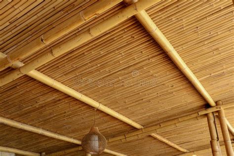 Texture Background Of Bamboo Roof Ecological House Made Of Natural