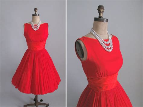 Vintage 1960s Prom Dress 60s Red Chiffon By Raleighvintage