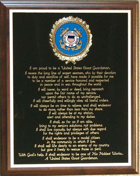 Uscg United States Coast Guard Creed Plaque Nice Patriotic Etsy