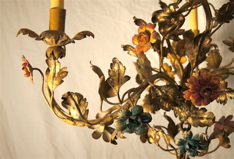 Gilt Metal Floral Chandelier For Sale At 1stdibs