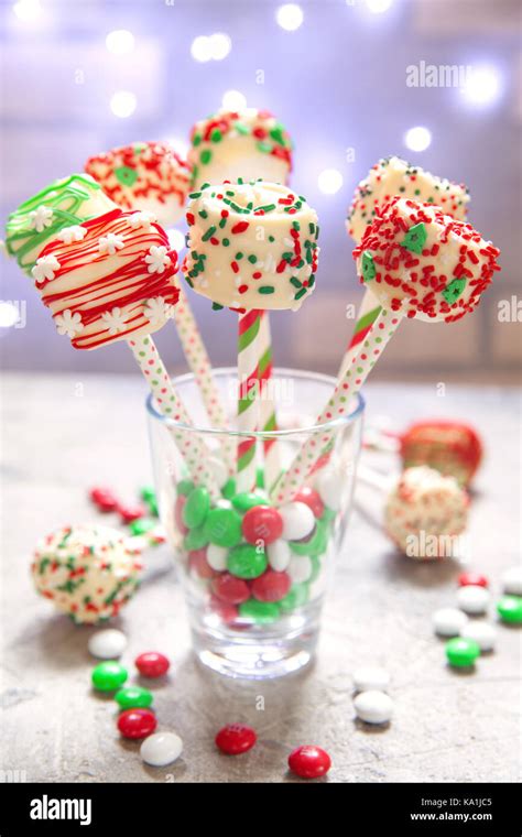 Marshmallow Cakepops Pops Sweet Dessert For Christmas Party Stock Photo