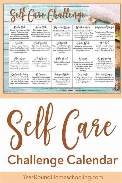 Self Care Challenge Year Round Homeschooling In 2020 Self Care