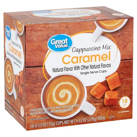 Great Value Caramel Cappuccino Mix Coffee Pods Medium Roast 18 Count